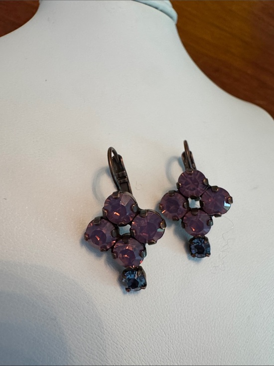 Sabika Jewelry - Sabika Purple and Blue Crystal Cluster Drop Earrings